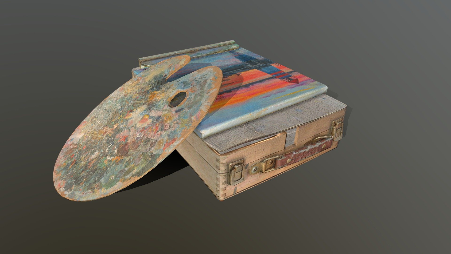 Suitcase and Paint Palett Download Free 3D model by P_4_N_D_A
