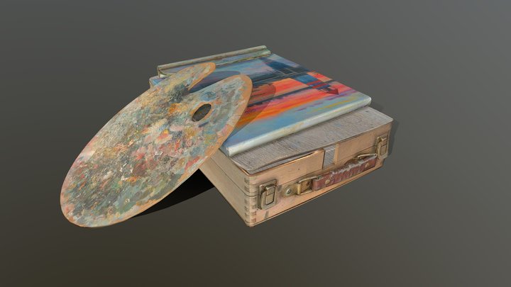 Suitcase and Paint Palett 3D Model