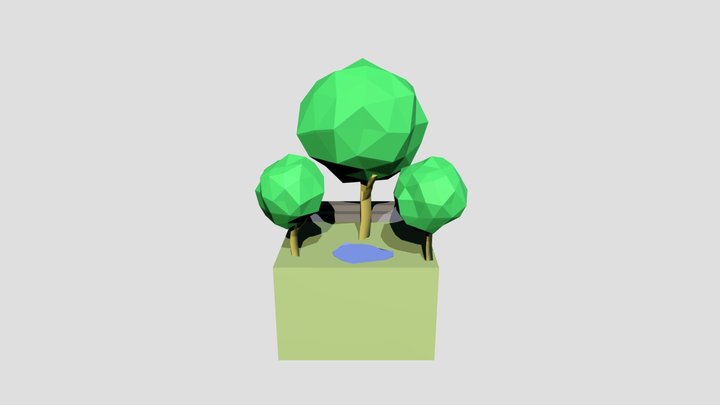 Low Poly Mini Park 3D Model