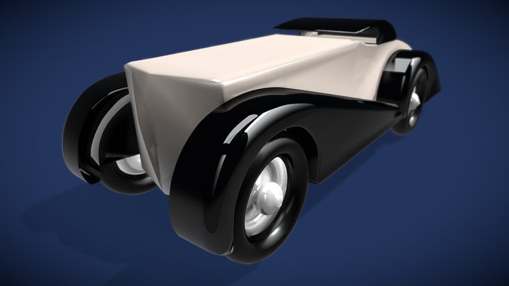 Chevrolet Blanc et Noir (Art Deco Stylised Car) 3D Model