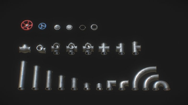 Large Modular Pipes (Metal) 3D Model