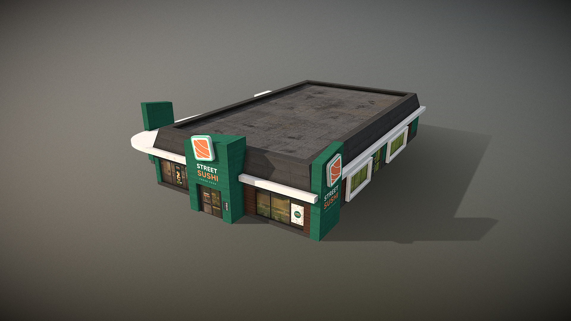3D model Street Sushi - This is a 3D model of the Street Sushi. The 3D model is about a model of a house.