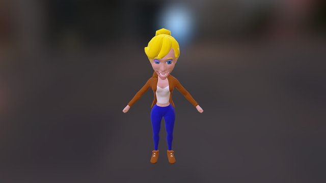 Cartoon Female for mobile 3D Model