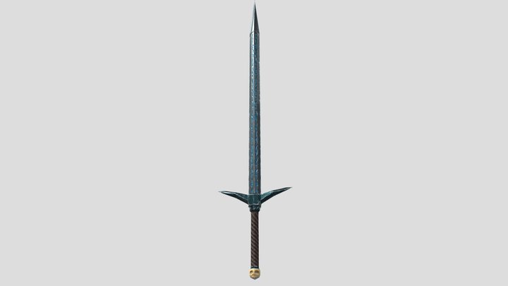 Oldschool MMORPG Fantasy Sword 3D Model