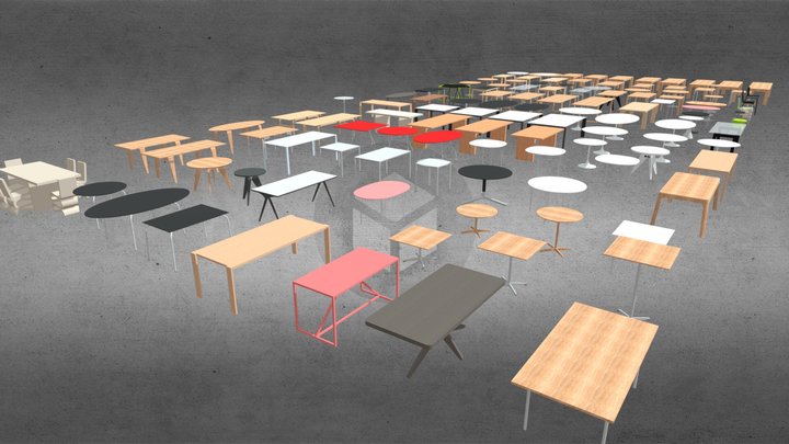 Dining Room Furniture - With Materials 3D Model
