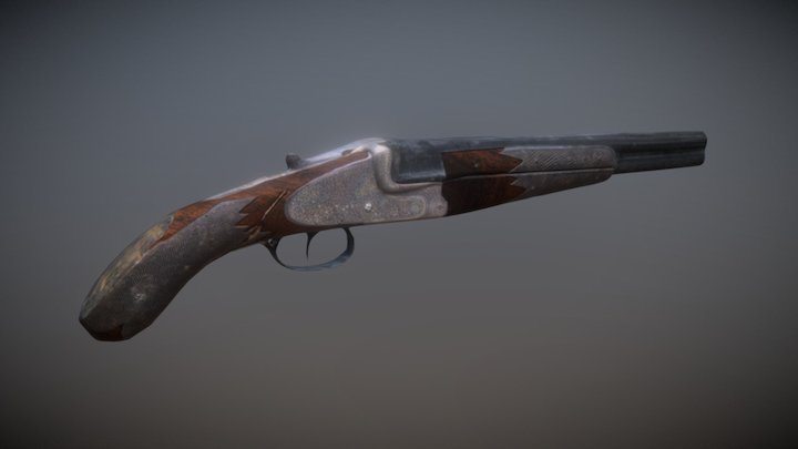 Sawed off Double Barrel Shotgun 3D Model
