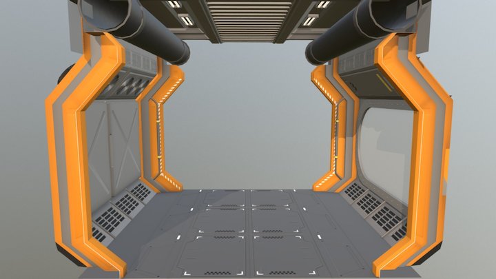 Modular Sci-Fi Spaceship Corridor - V1 Clean 3D Model