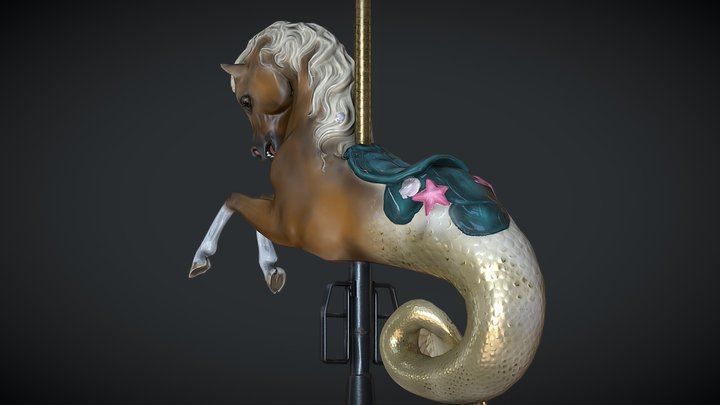 Hippocampus Carousel Horse Chestnut 3D Model
