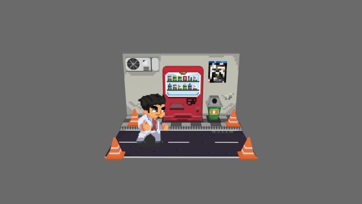 Yakuza Kiryu pixel 3D Model