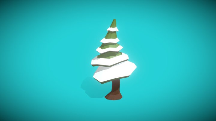 Low poly snow tree 3D Model