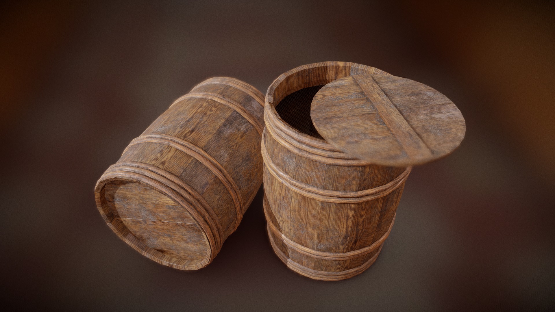 3D model Old Barrel – Authentic 17th century - This is a 3D model of the Old Barrel - Authentic 17th century. The 3D model is about a stack of wood.
