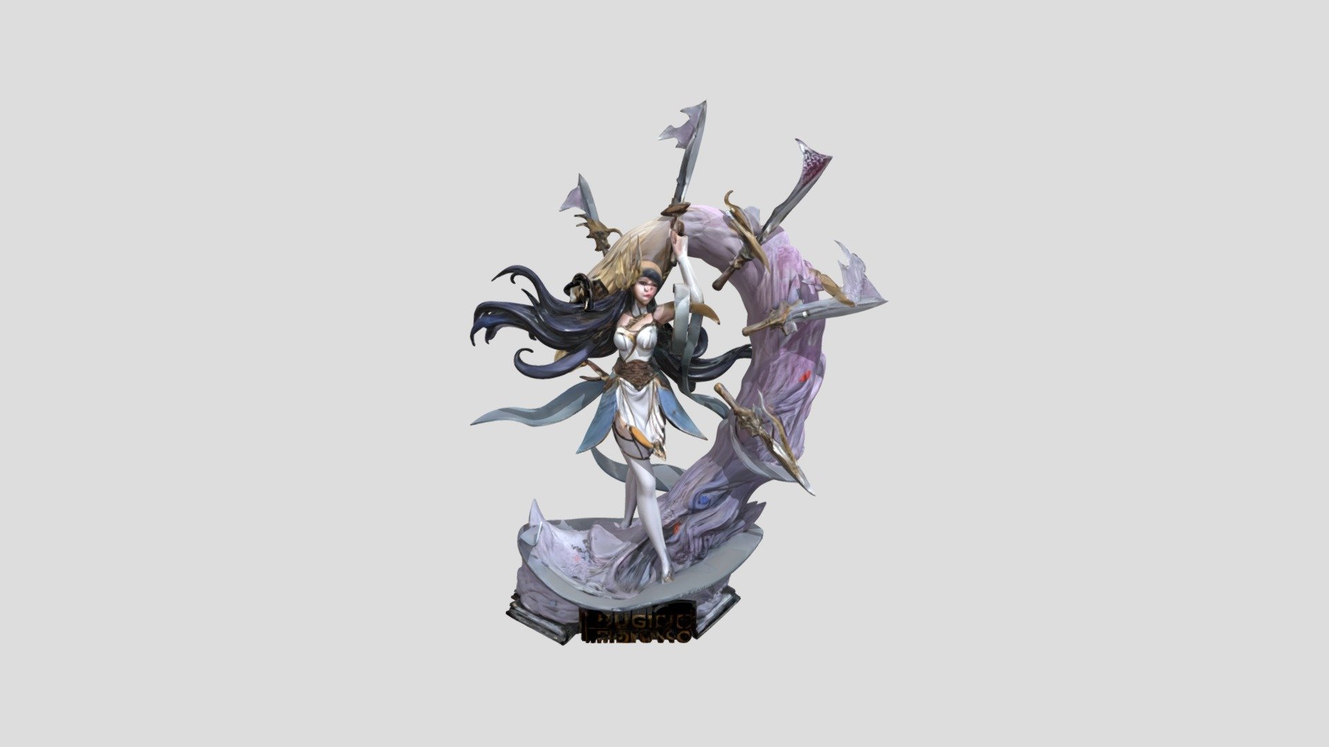 fantasy female warrior figurine with swords - 3D model by ViktorTANG ...
