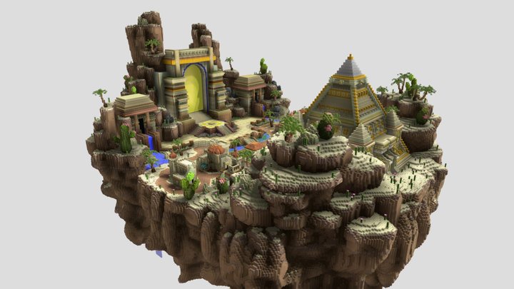 200x200 - Desert Minecraft Lobby 3D Model