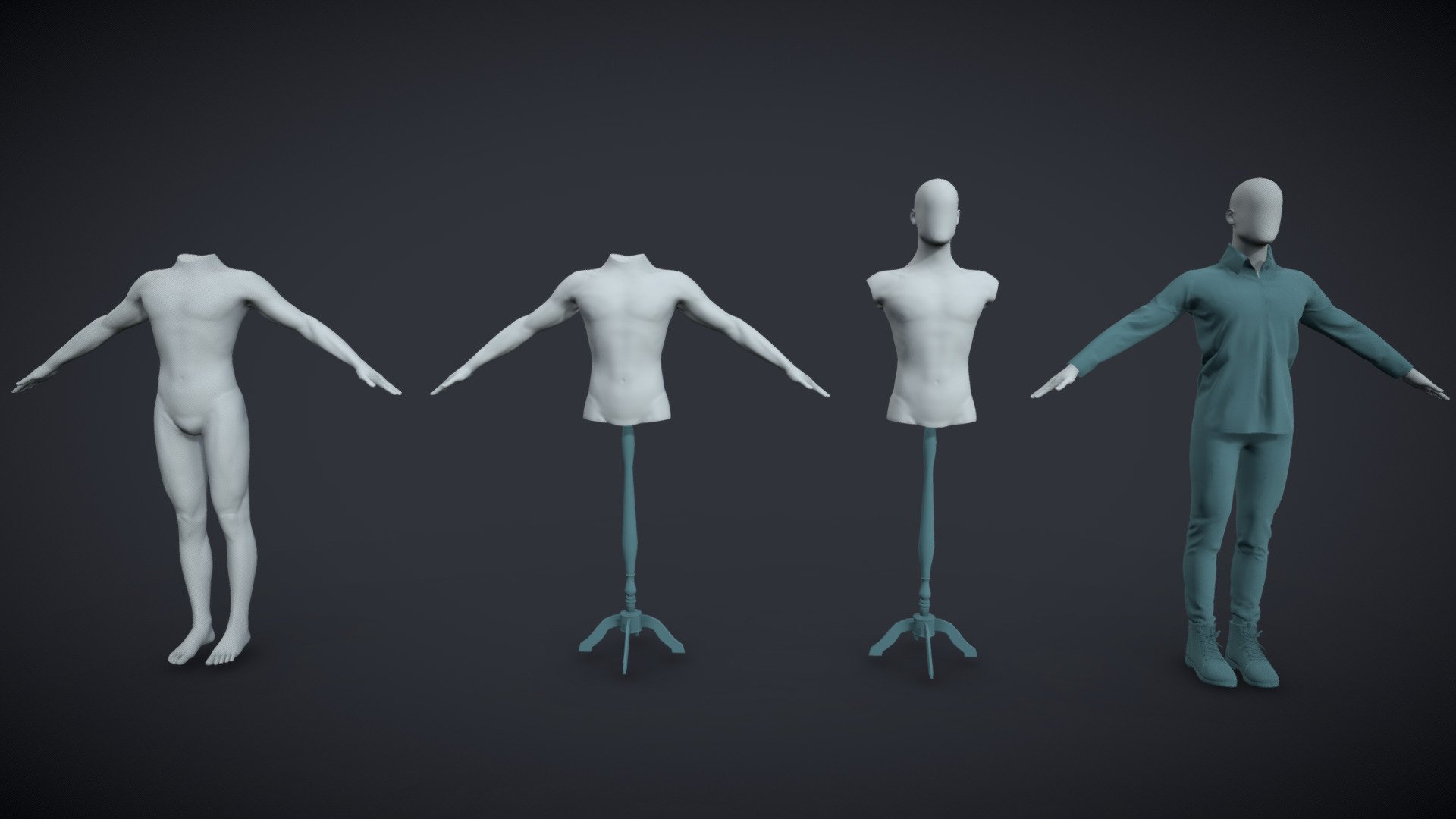 BlenderRig Male Mannequin Set for Sculpting - 00