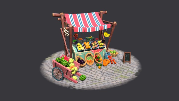 Farmer's Fruit Stall 3D Model