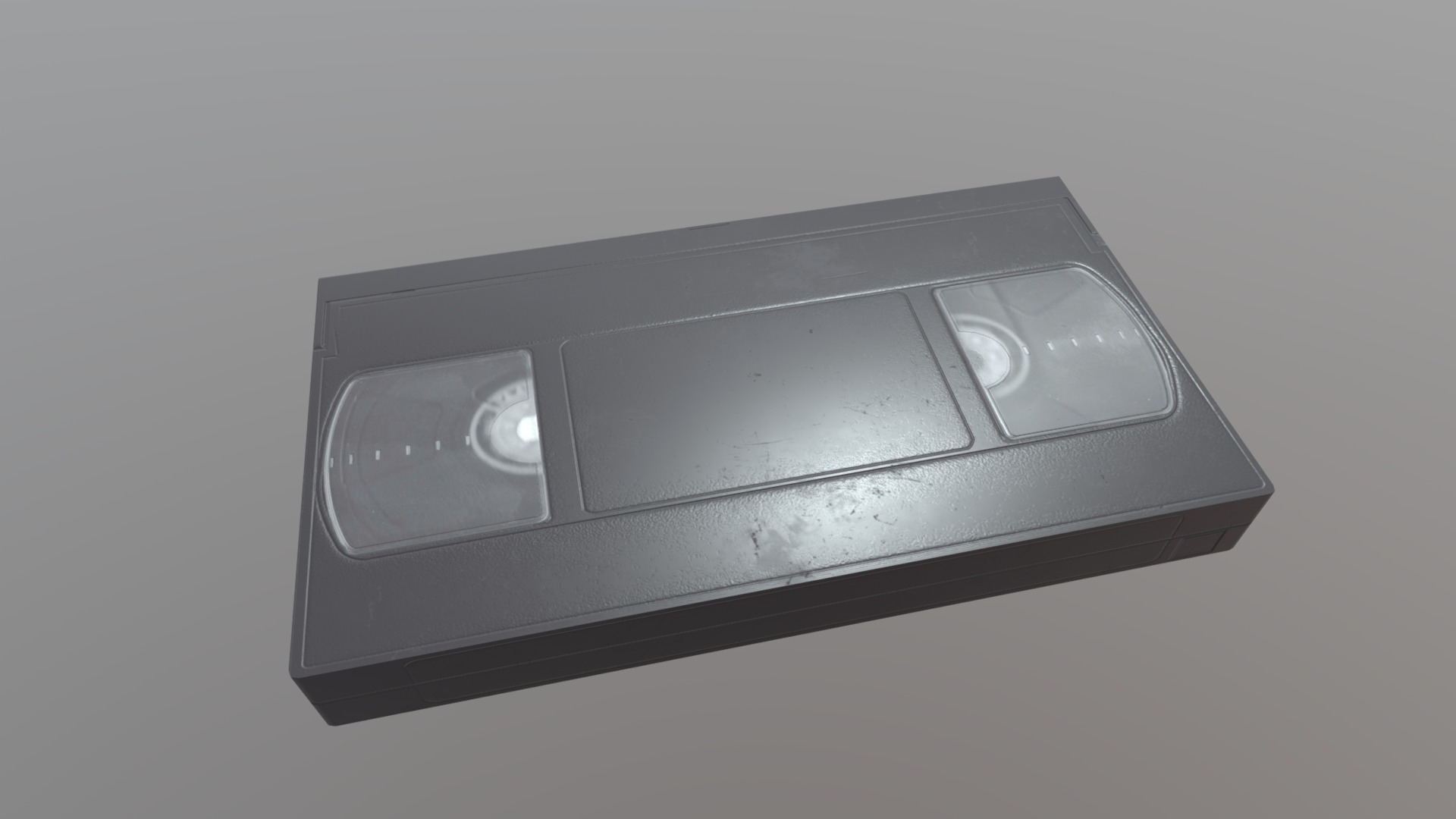 3D model Video Cassette - This is a 3D model of the Video Cassette. The 3D model is about a silver rectangular object.