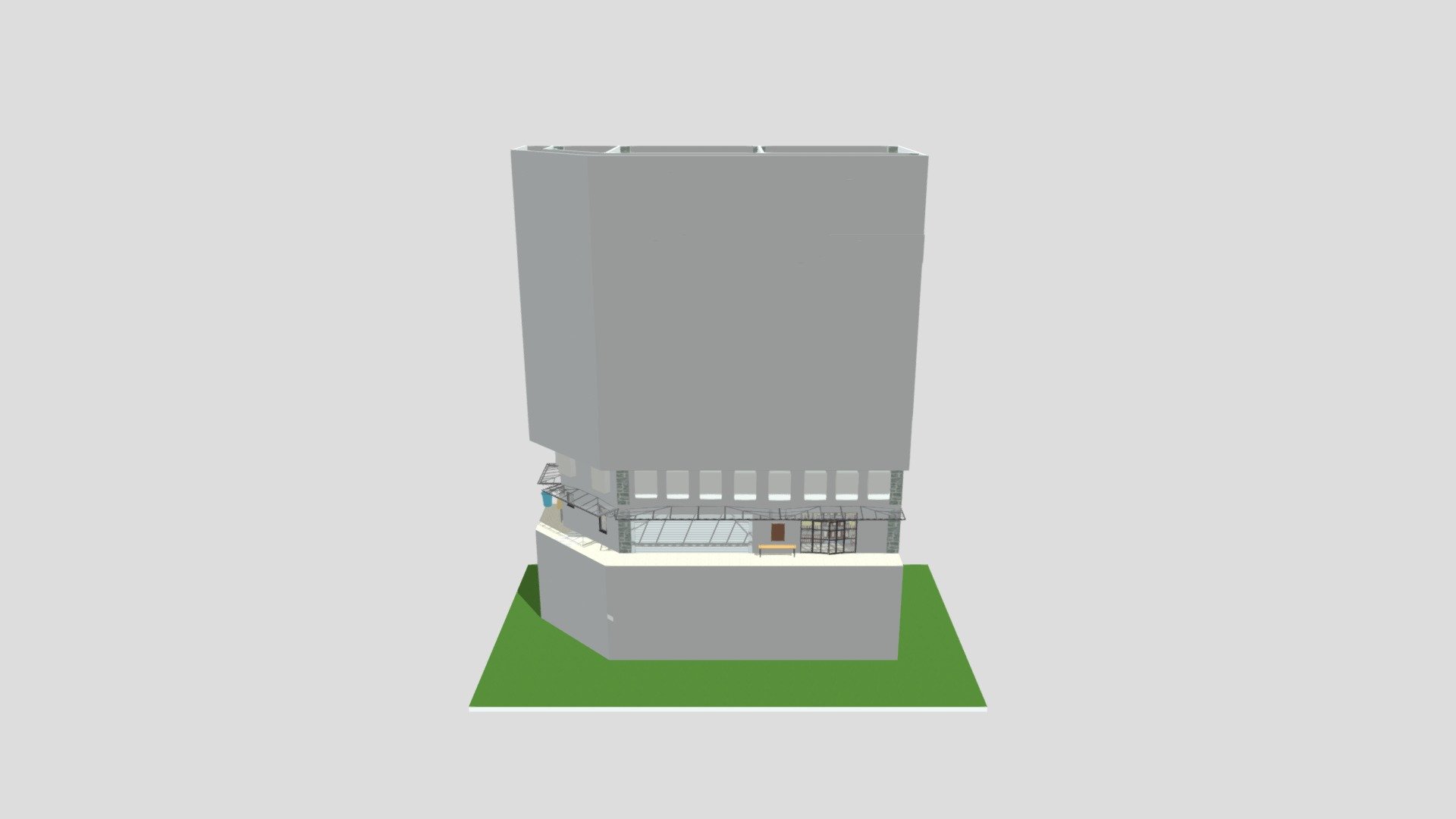 途中失敗したのでやり直し.高さ25m.建物121.64㎡.地下2階地上7階 — Sketchfab embed 3D viewer