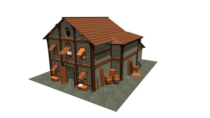 Medieval Tavern LowPoly 3D Model