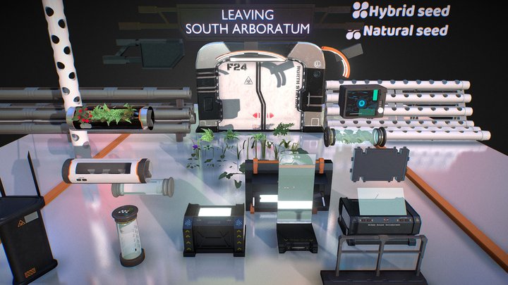 30+ Sci-Fi Props Kitbash set 3D Model