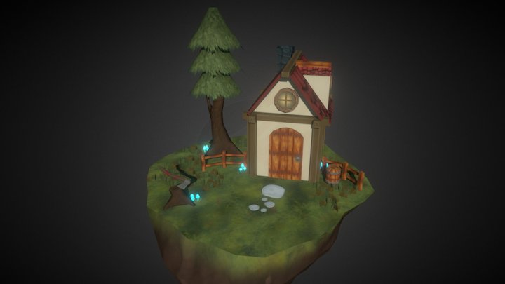 house (hand painted practice) 3D Model