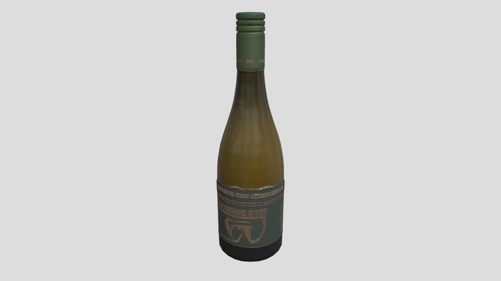 Dark green glass bottle 3D Model