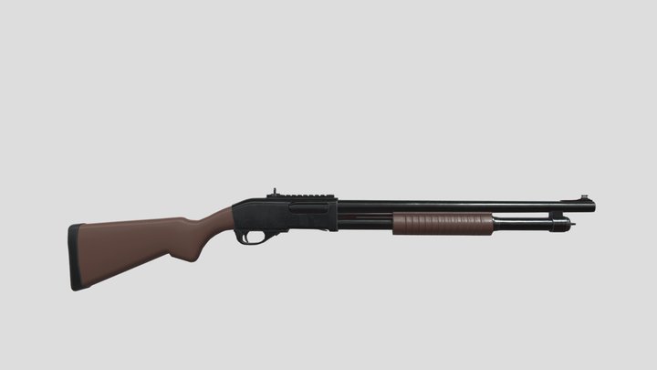 Remington-870. Stock And Wooden Handle 3D Model