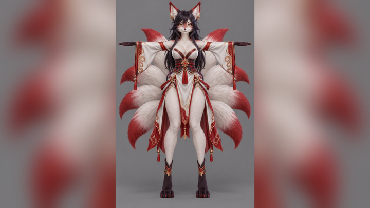 Ahri (League Of Legends) Furry T-Pose 3D Model