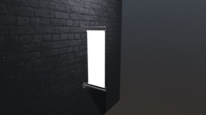 Wandauslege Edelstahl ohne Seil an Wand 3D Model