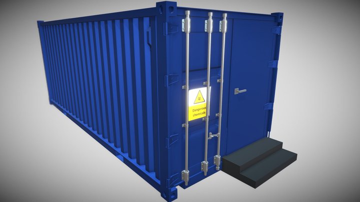Blue Cargo Container for Chemicals 3D Model
