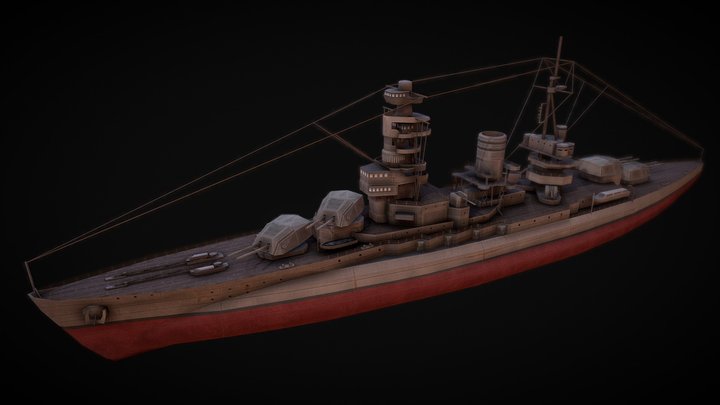 Japanese Ship: Nagato (Mobile Game) 3D Model