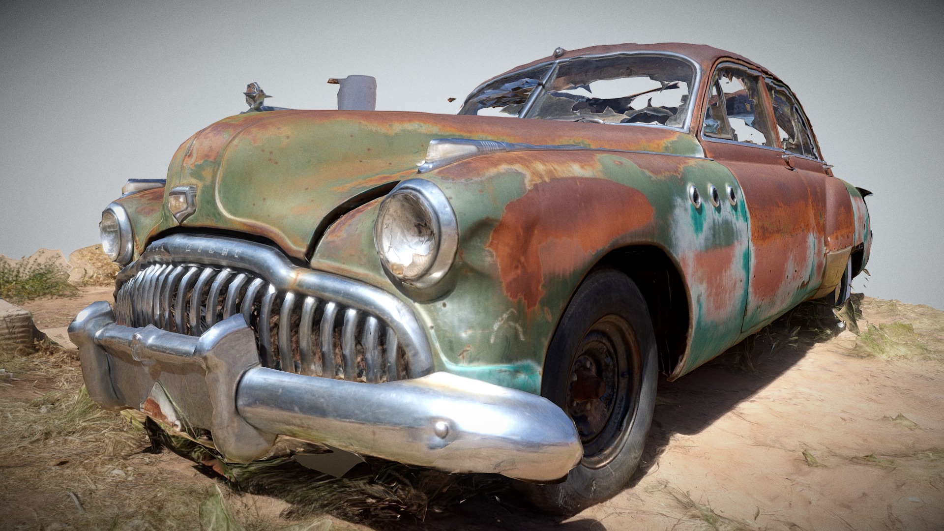 3D model 49 Buick - This is a 3D model of the 49 Buick. The 3D model is about an old rusted car.