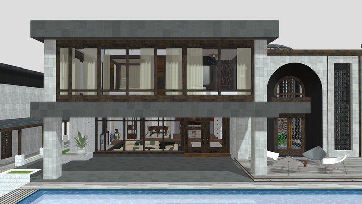 Modern House & Guesthouse - 2 Bedroom 3D Model