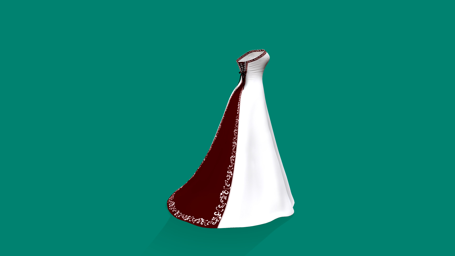 3D model Strapless Bridal Gown White Dress - This is a 3D model of the Strapless Bridal Gown White Dress. The 3D model is about a white and red bottle.