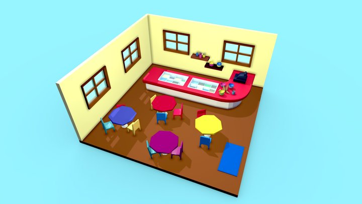 [Low Poly] Ice-Cream Parlor 3D Model