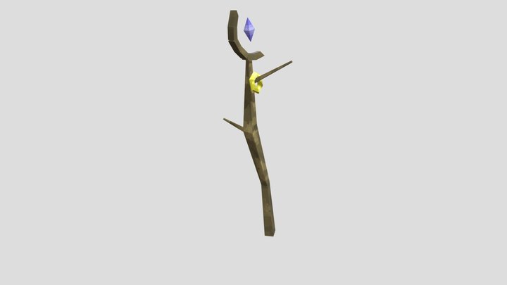 Wizard staff with purple gem 3D Model