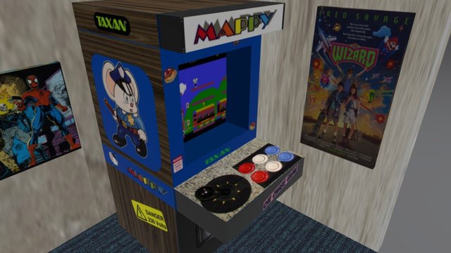 80s/90s Arcade Cabinet and Posters 3D Model