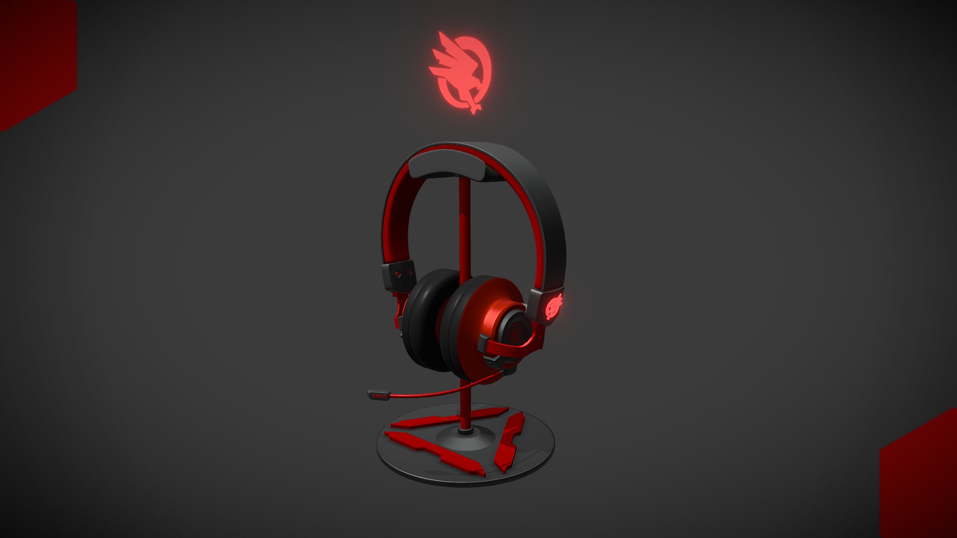 3D model Gaming headphones - This is a 3D model of the Gaming headphones. The 3D model is about logo.