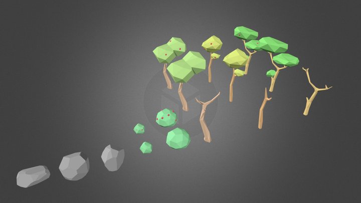 Nature environment models (Low-poly) 3D Model