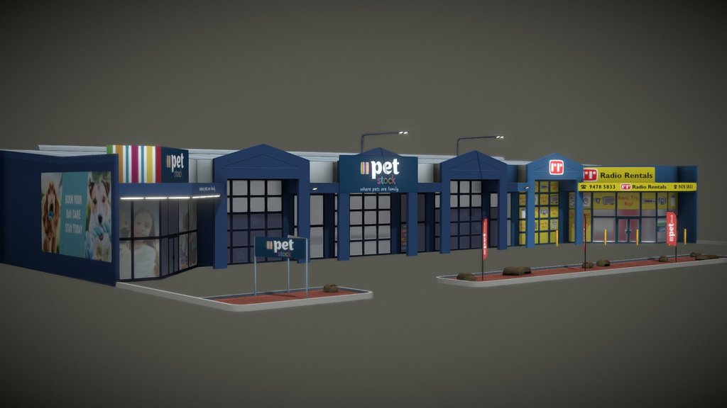 PetStock and Radio Rentals Building (low Poly)