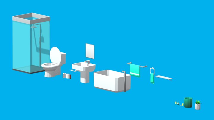 Bathroom Assets Pack 3D Model
