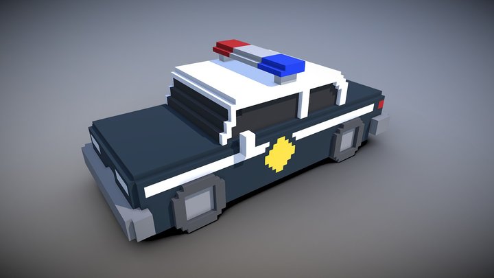 Voxel Black Police/Cop Car 3D Model
