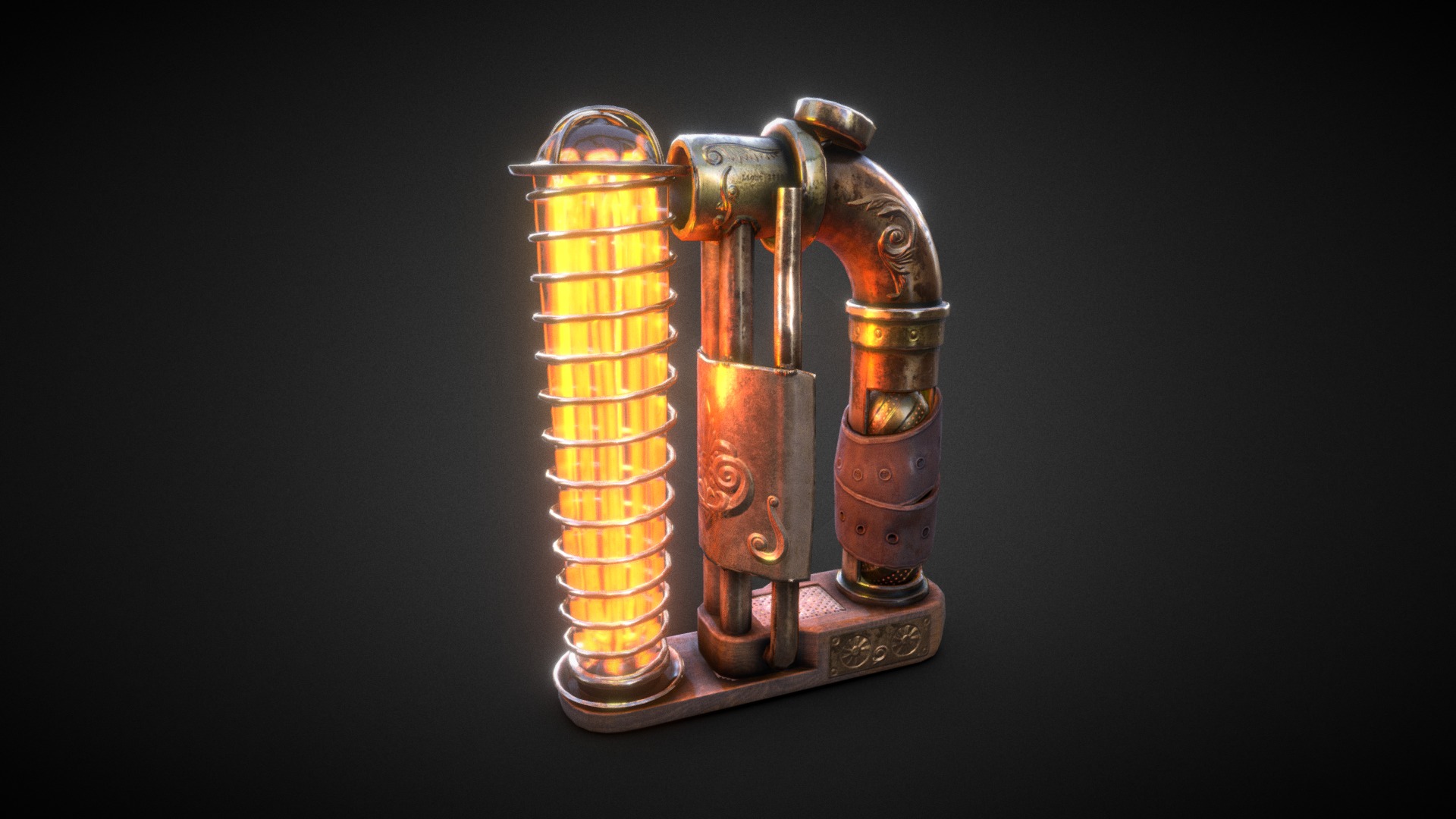 3D model SteamPunk Light - This is a 3D model of the SteamPunk Light. The 3D model is about a gold and silver robot.