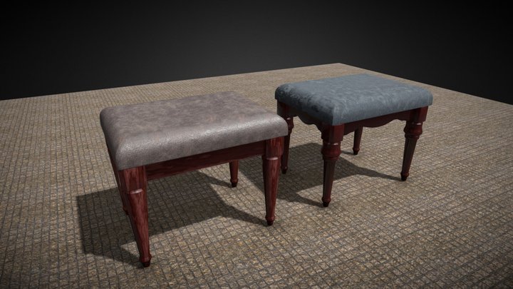 Rectangular Vanity Stools 3D Model