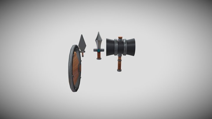 Textured Stylized Props 3D Model