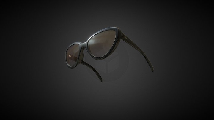 Prada Cat Eye PR 08RS57-Y Black/Brown L G04C01-A 3D Model