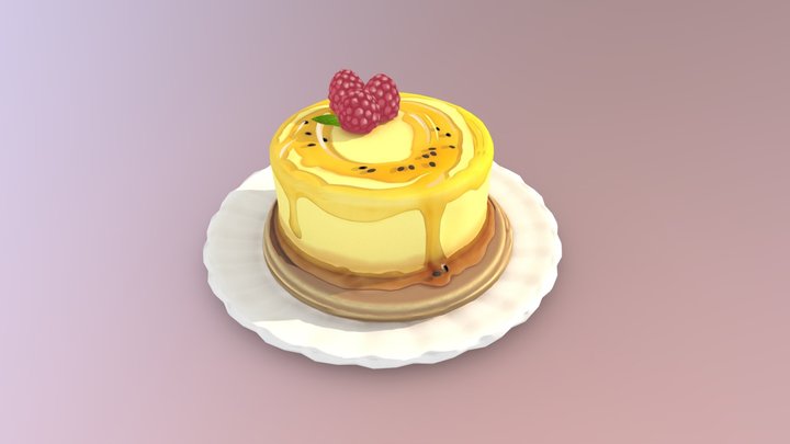Passion Fruit Mousse with Pancakes 3D Model