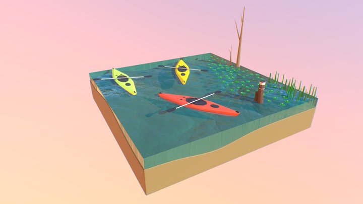 Low Poly Kayak 3D Model