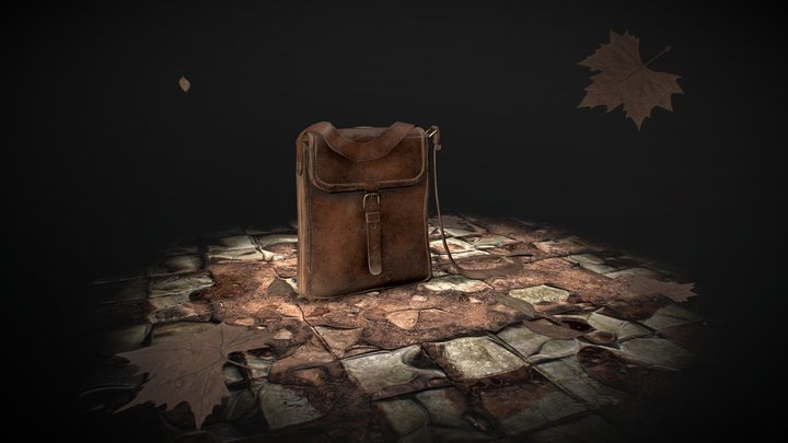 WWII Military Officer Leather Bag 3D Model