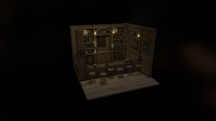 Diluc’s bar Genshin Impact 3D Model