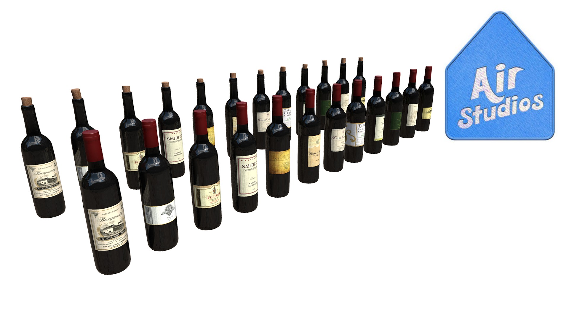 3D model Wine Bottle (24 Pack) - This is a 3D model of the Wine Bottle (24 Pack). The 3D model is about a group of bottles.